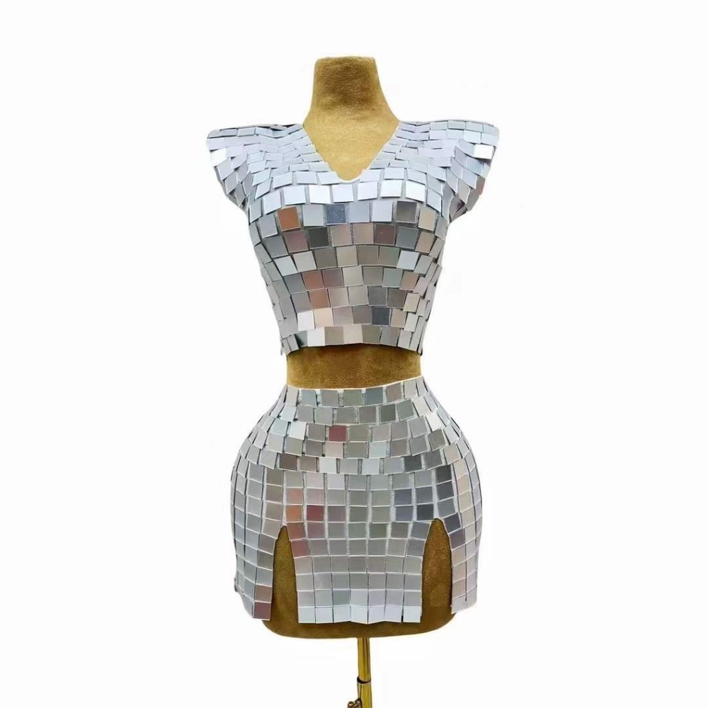 Structure shoulder skirt two piece set